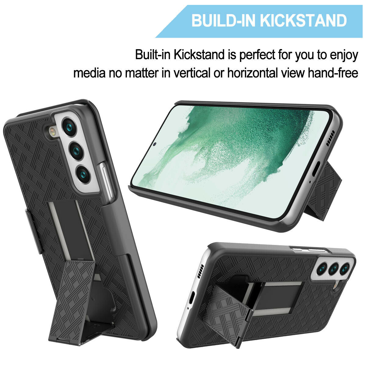 Belt Clip Case and 3 Pack Privacy Screen Protector , Anti-Peep Kickstand Cover TPU Film Swivel Holster - AWA84+3Z21