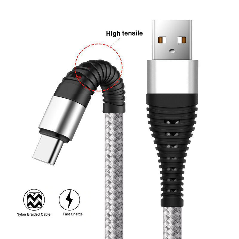 6ft and 10ft Long USB-C Cables, Data Sync Power Wire TYPE-C Cord Fast Charge - AWY70