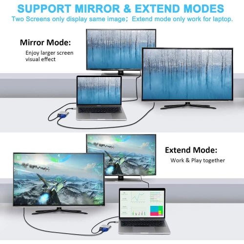 USB-C to HDMI VGA Adapter, Projector Converter TV Video Hub HDTV Cable Video Splitter - AWX98