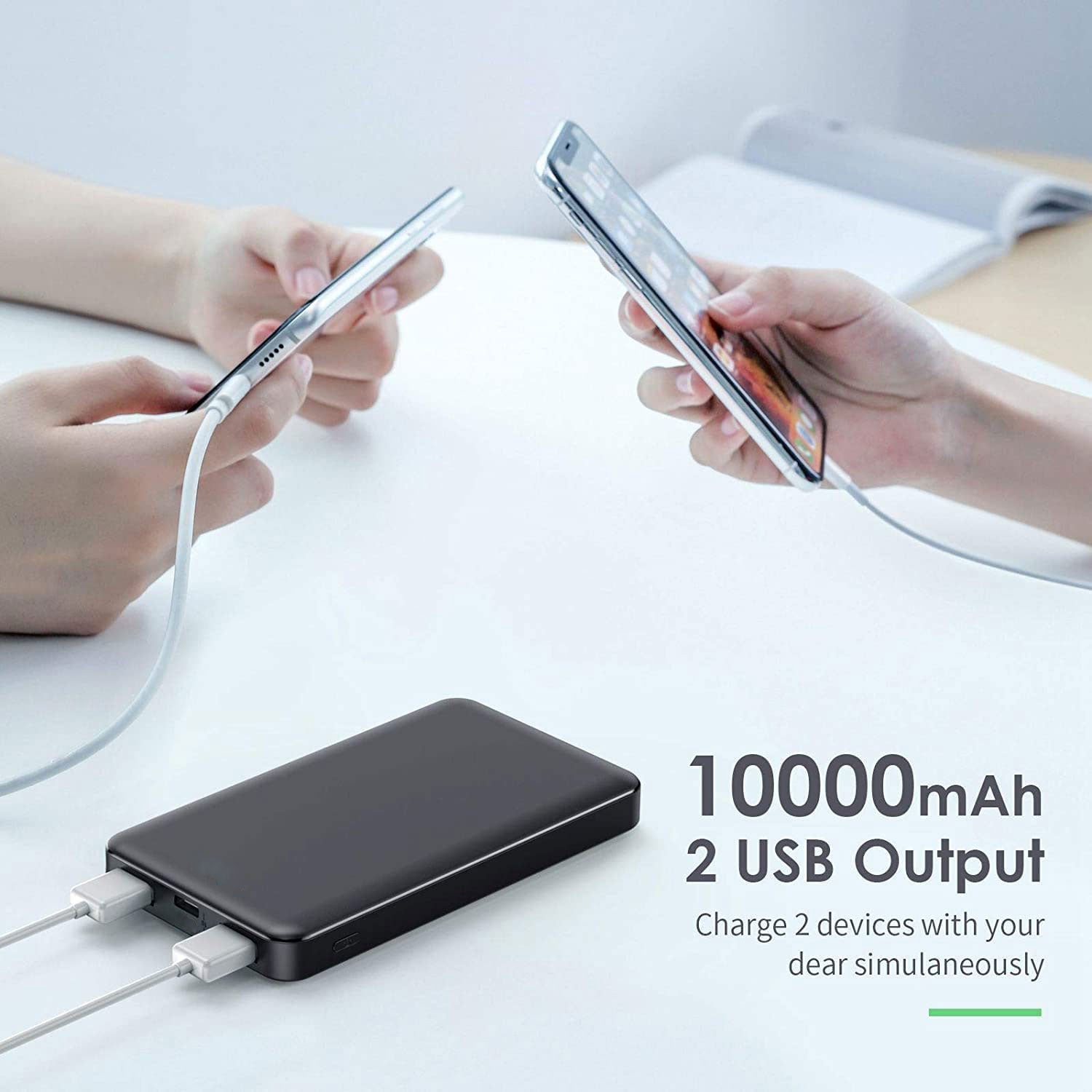 10000mAh Power Bank , Slim Portable Charger Backup Battery LED Display - AWM11