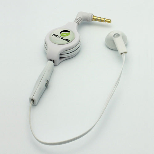 Retractable Mono Earphone, Handsfree Headset 3.5mm w Mic Headphone - AWJ79