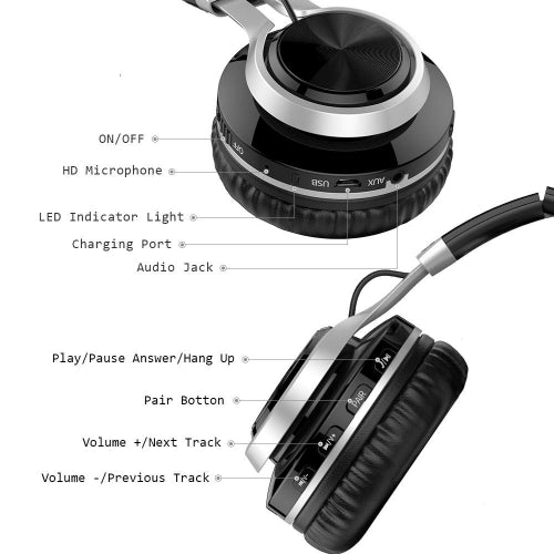 Wireless Headphones, Hands-free w Mic Headset Foldable - AWL83