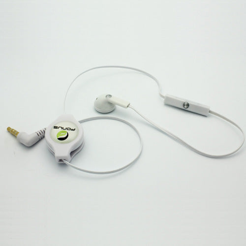 Retractable Mono Earphone, Handsfree Headset 3.5mm w Mic Headphone - AWJ79