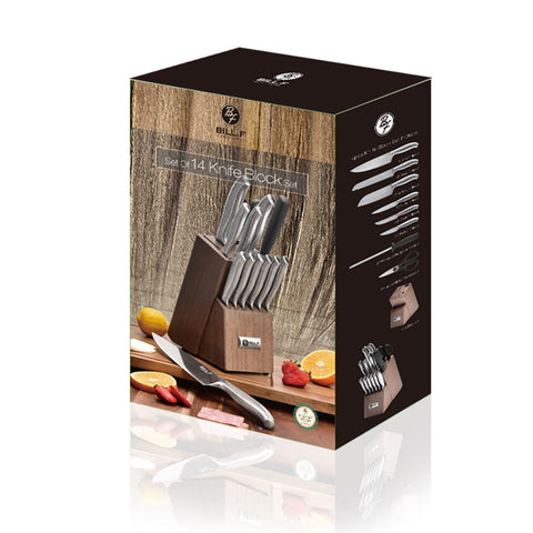 14 Pieces German Stainless Steel Kitchen Knife Block Sets