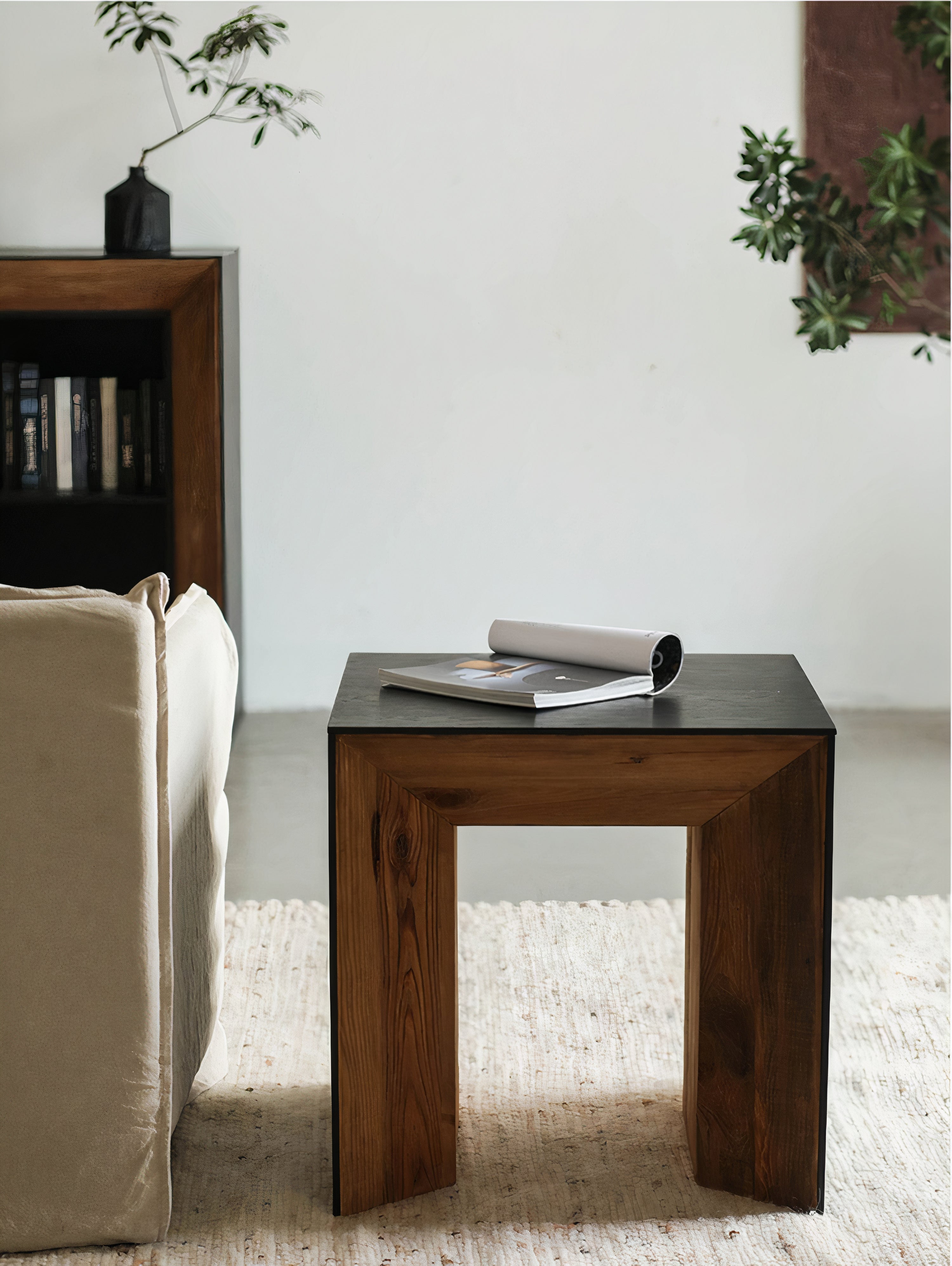 Magnolia Black Wood Side Table