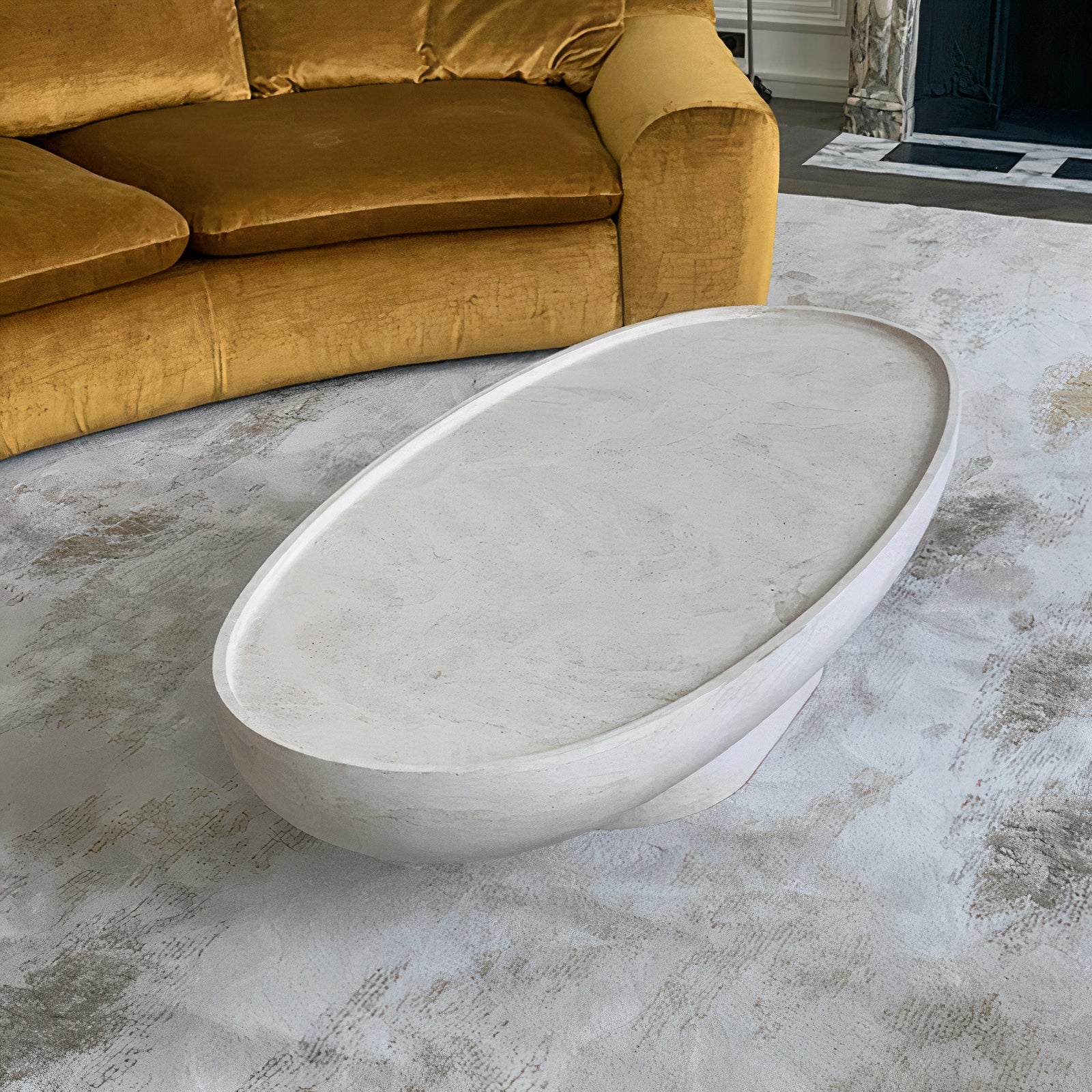 Ovala Limestone Coffee Table