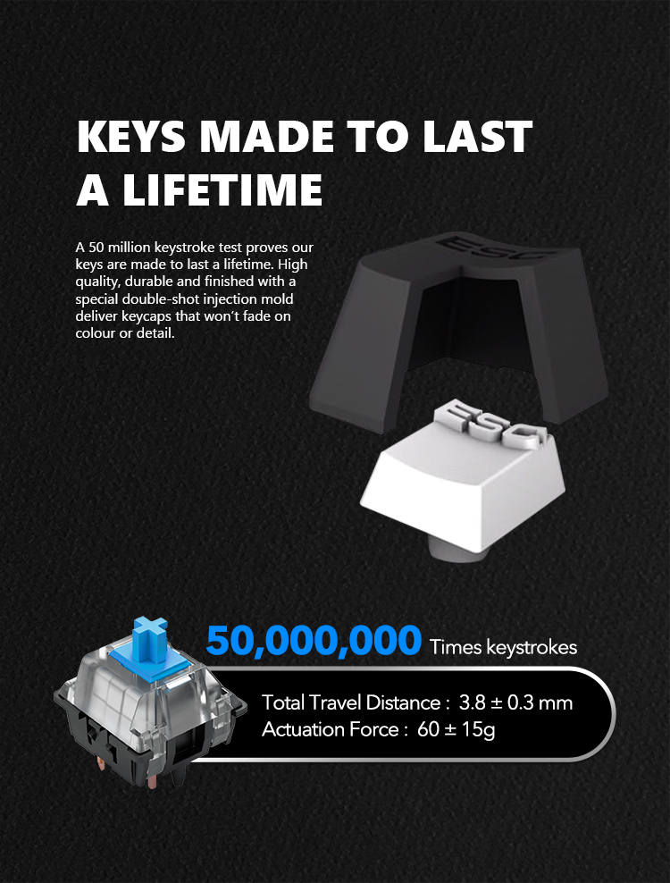 Marvo KG954 Full Size Mechanical Gaming Keyboard with Detachable US...