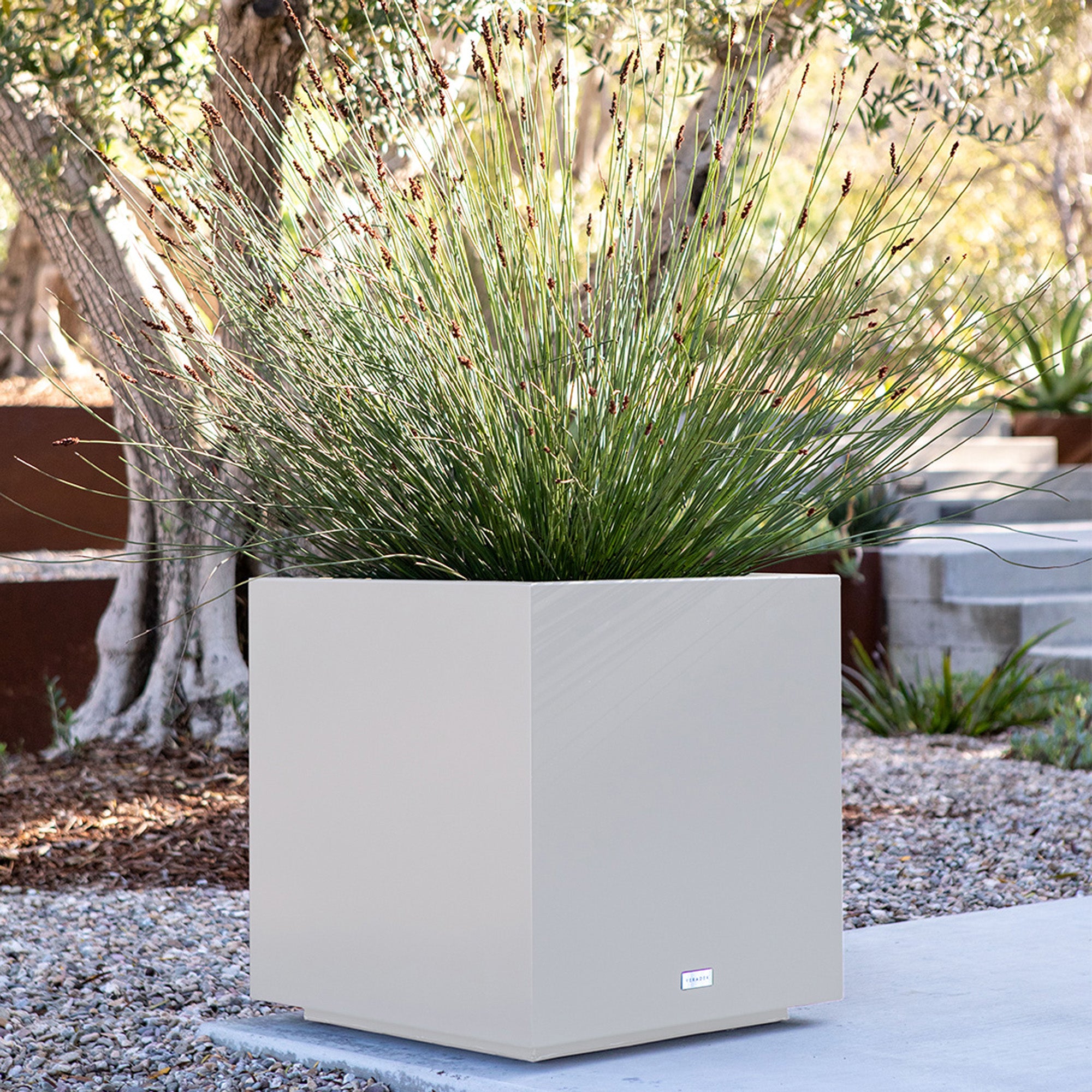 metallic cube planter