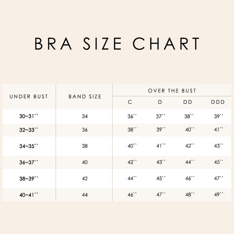 T shirt bra size chart
