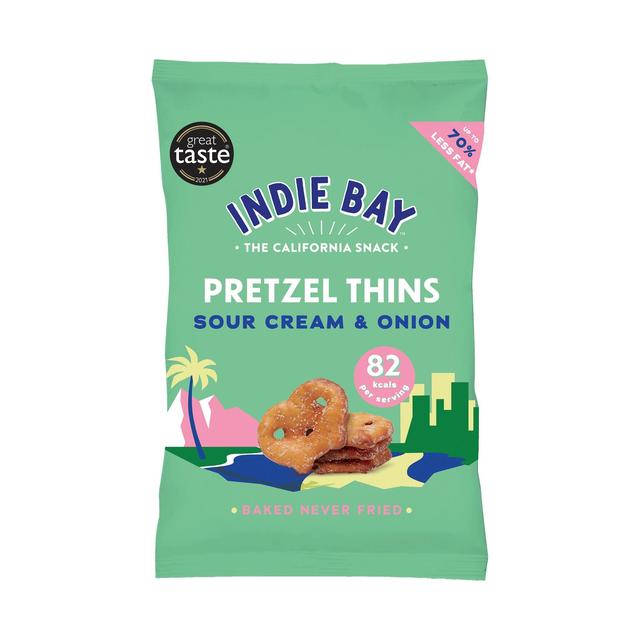 Indie Bay Snacks Pretzel Thins Sour Cream & Onion Sharing Bag