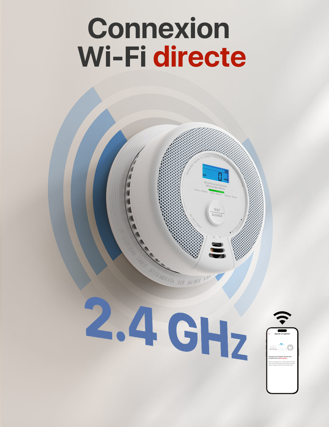 Connexion Wi-Fi directe de 2,4 GHz