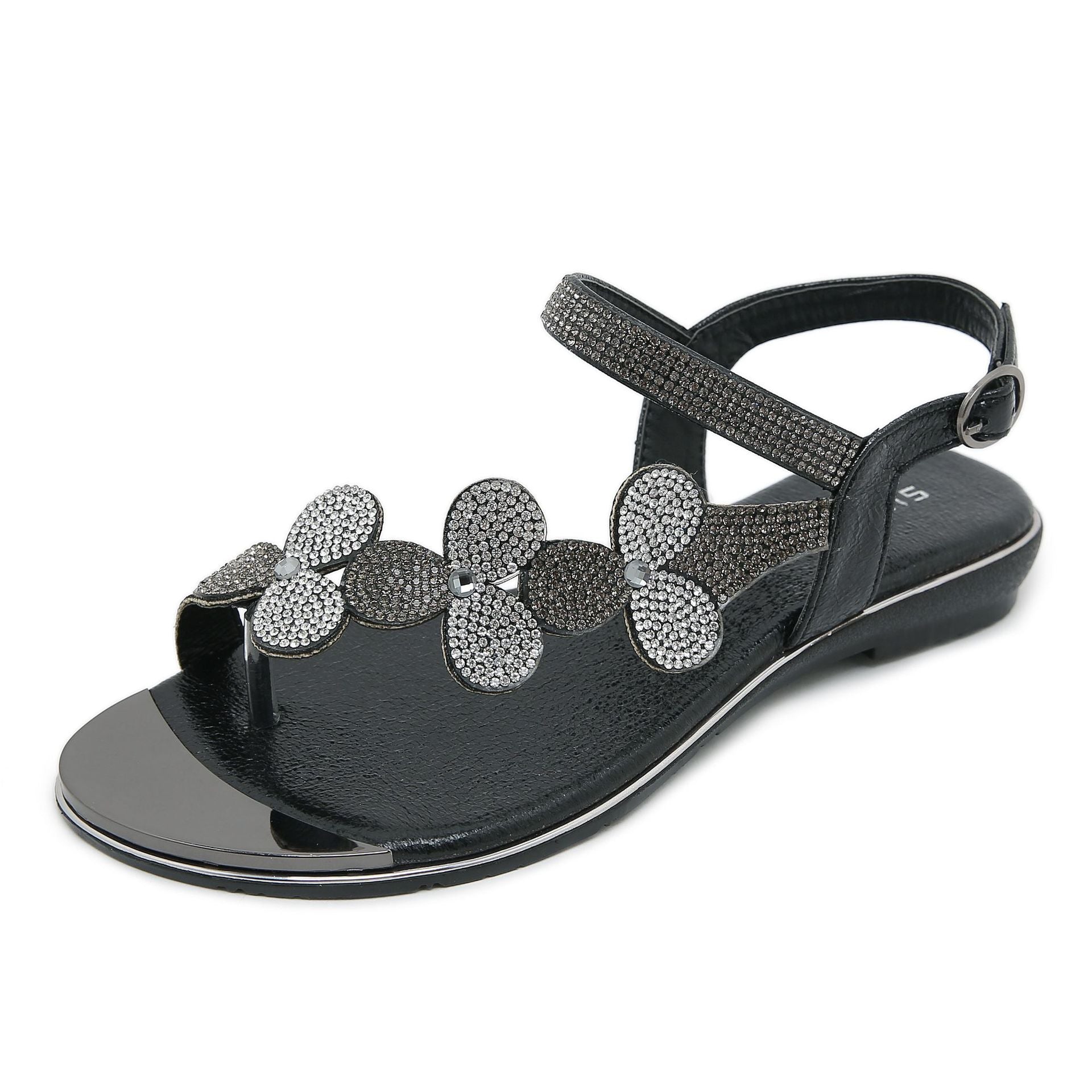 Owlkay Rhinestone Comfortable Versatile Flat Sandals