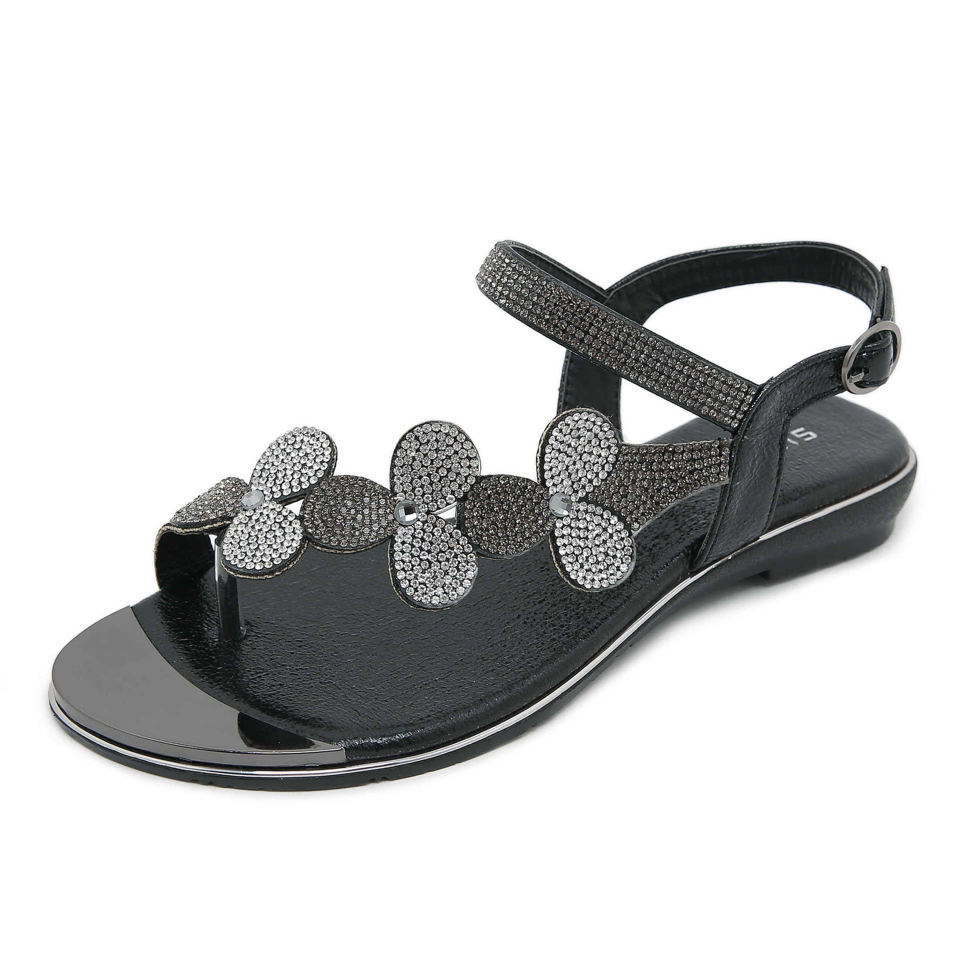 Owlkay Rhinestone Comfortable Versatile Flat Sandals