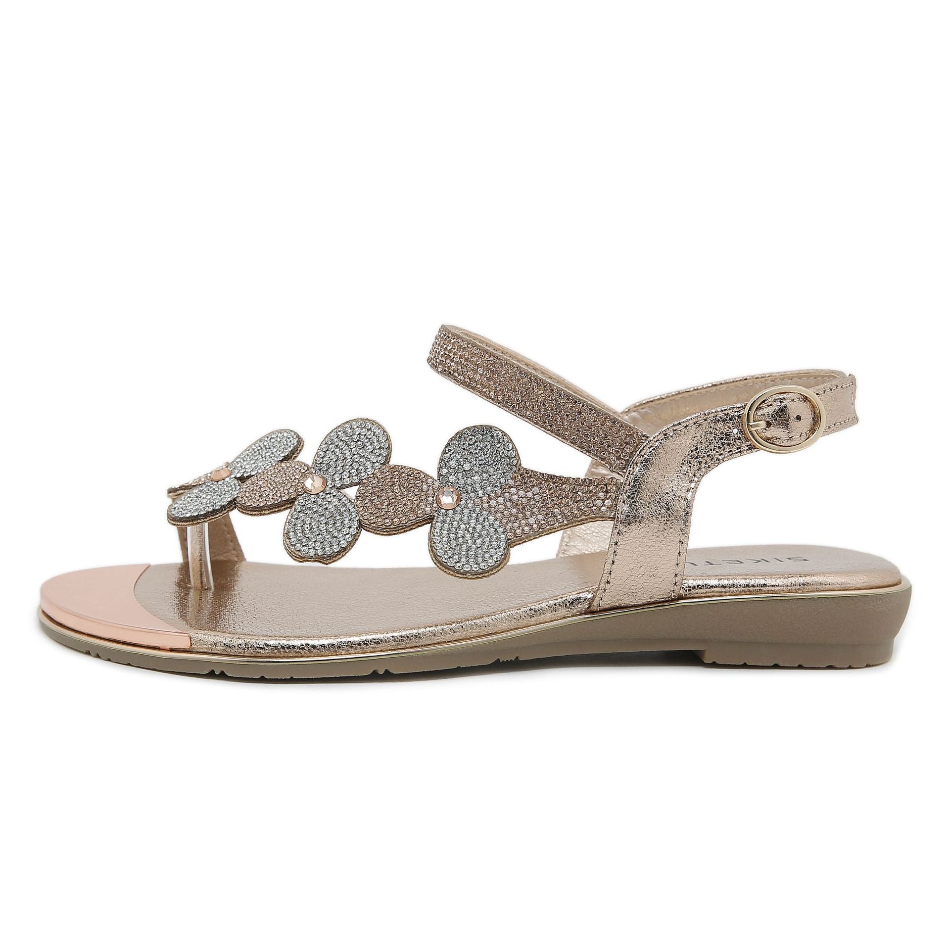 Owlkay Rhinestone Comfortable Versatile Flat Sandals