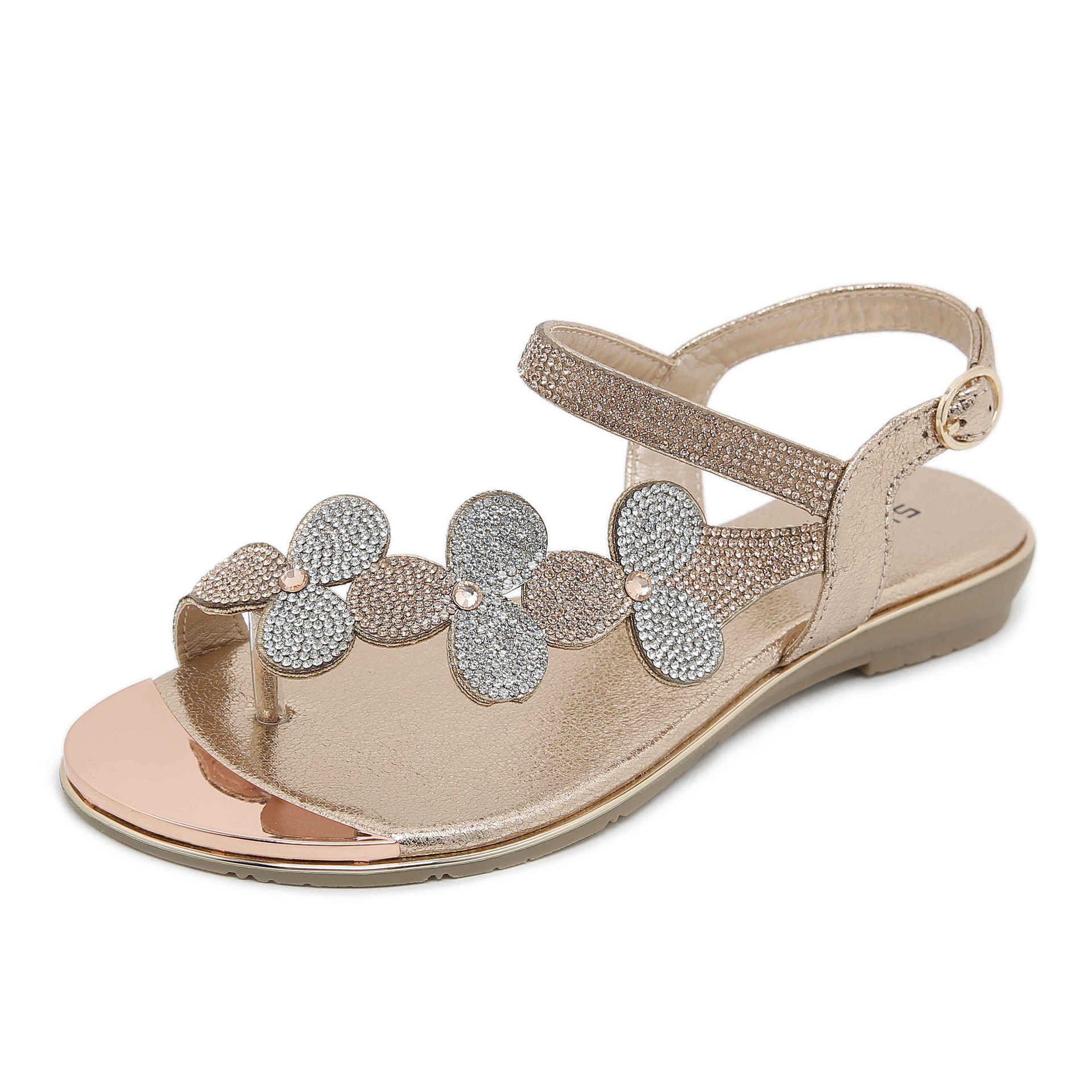 Owlkay Rhinestone Comfortable Versatile Flat Sandals