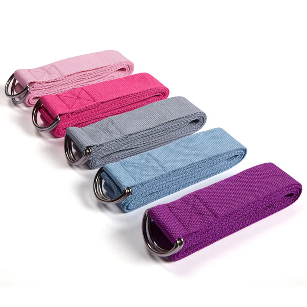 180cm Yoga Strap - Durable Cotton Exercise Strap with Adjustable D-ring Buckle for Flexibility in Yoga, Stretching and Pilates