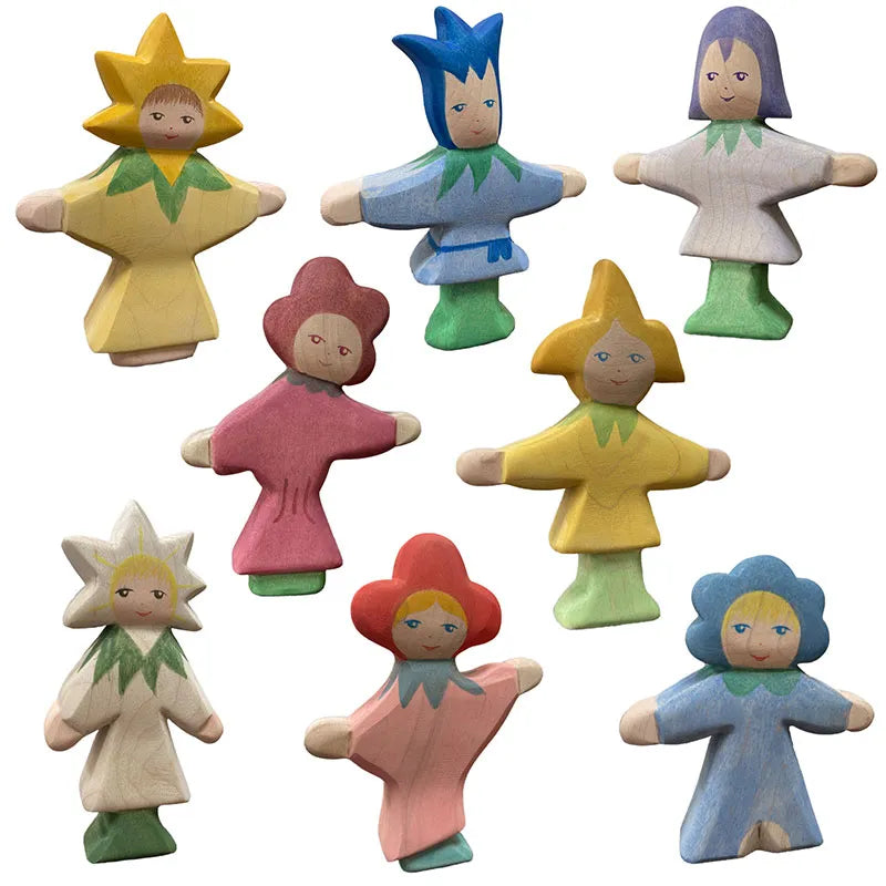 Flower Children Figures Waldorf Toys Kids Open Ended Play Toys Handmade Wooden Toys Fairy Tale Figures Baby Montessori Activity