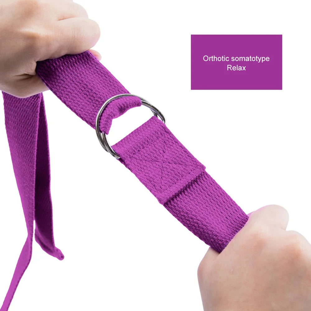 180cm Yoga Strap - Durable Cotton Exercise Strap with Adjustable D-ring Buckle for Flexibility in Yoga, Stretching and Pilates