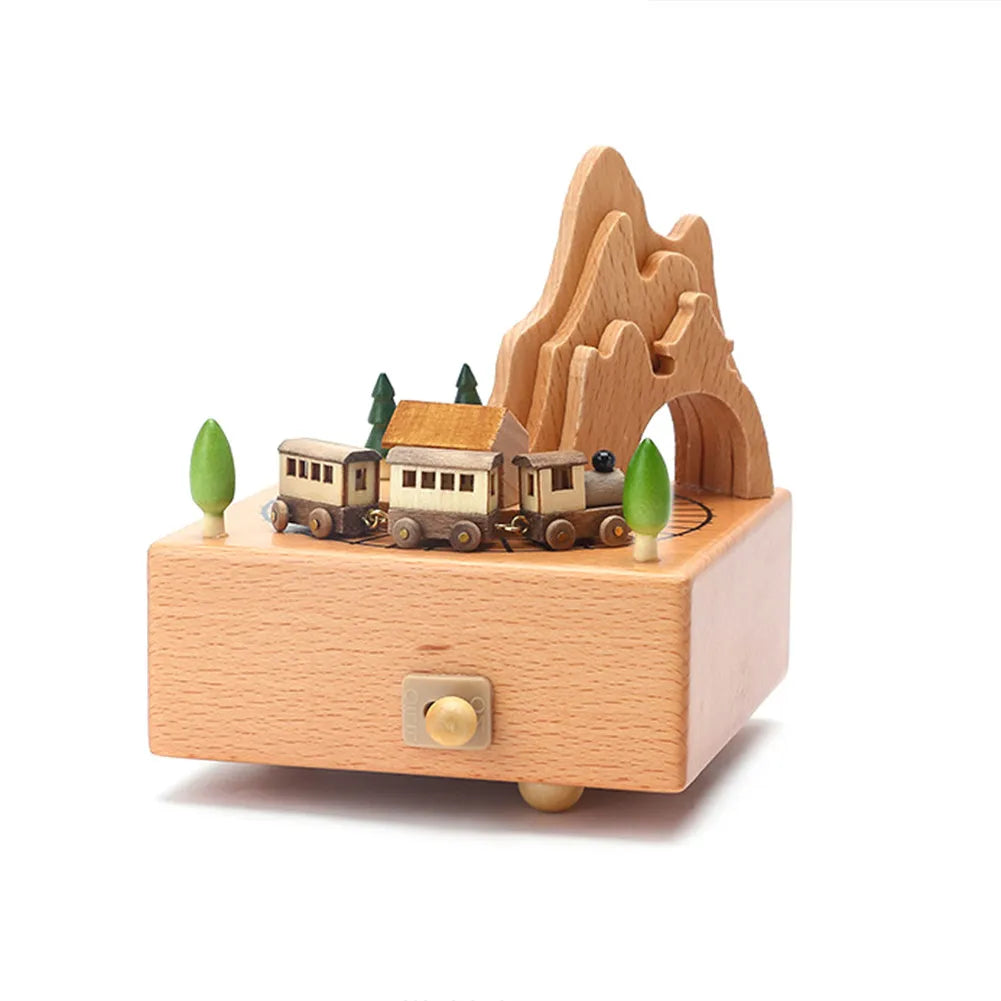 Carousel Music Box Wooden Music Box Wind Up Cartoon Musical Boxes For Girls Christmas Birthday Gift Or Desk Decoration Ornament