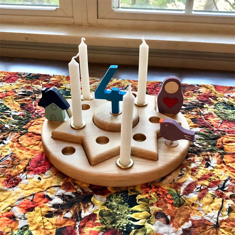 Waldorf Celebration Sun Candle Holder Birthday Celebration Festive Seasonal Decorations Birthday Ring Figures Toys for Children