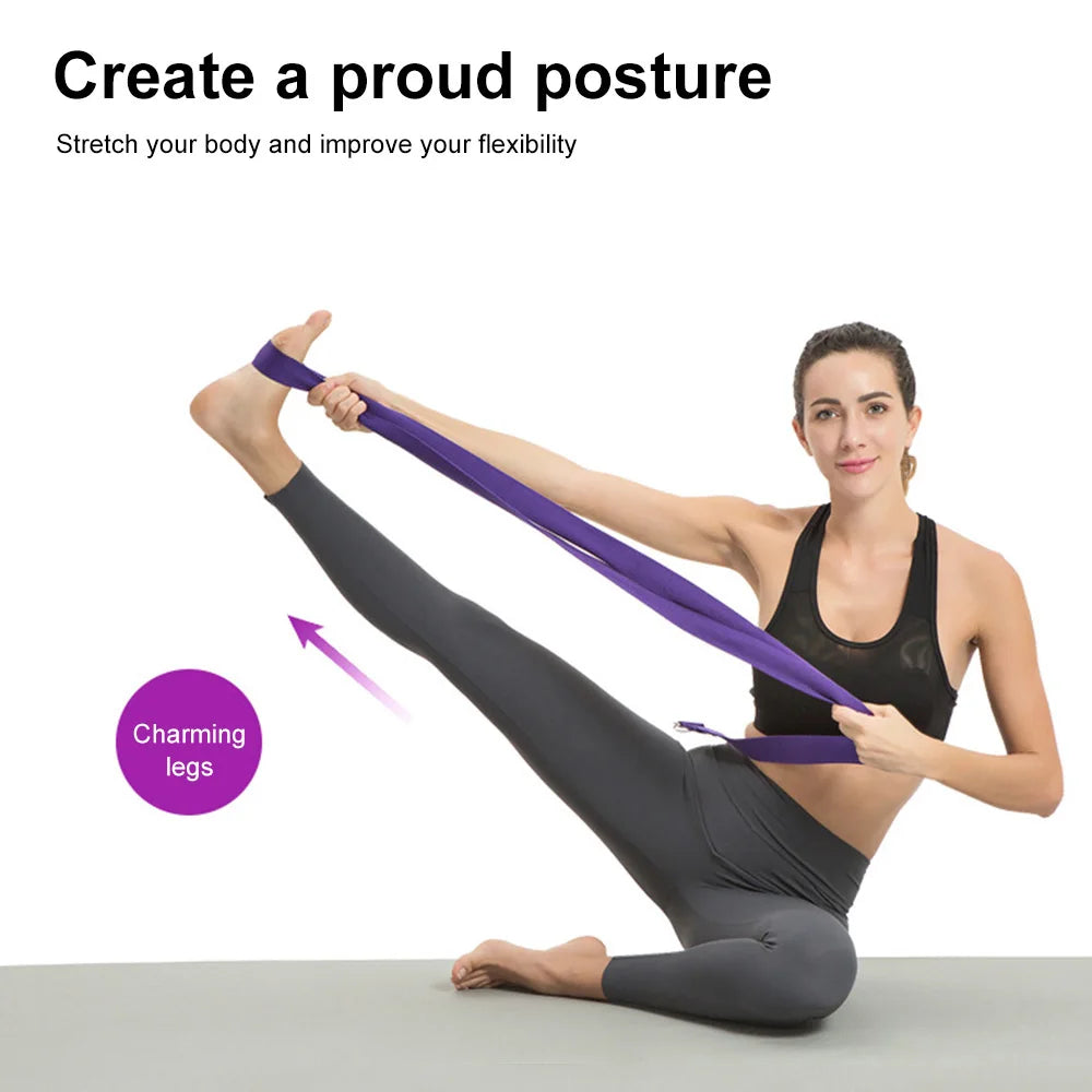 180cm Yoga Strap - Durable Cotton Exercise Strap with Adjustable D-ring Buckle for Flexibility in Yoga, Stretching and Pilates