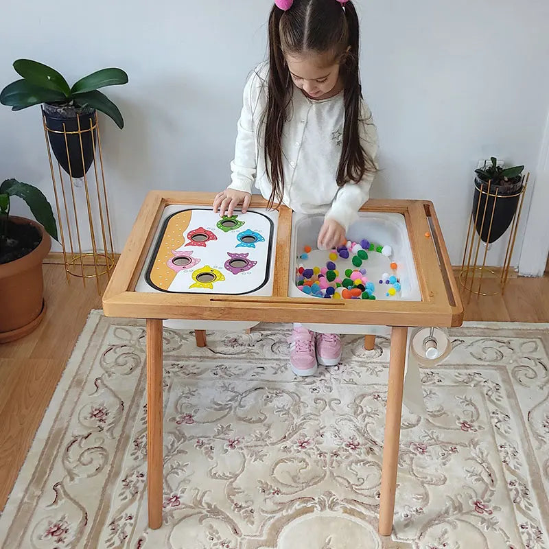 Montessori Sensory Tray Board Game Wooden Color Sorter Parish Open Learning Fine Movement Training Educational Toys For Children