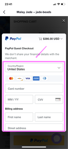 Steps to checkout with paypal credit card - jade-beads