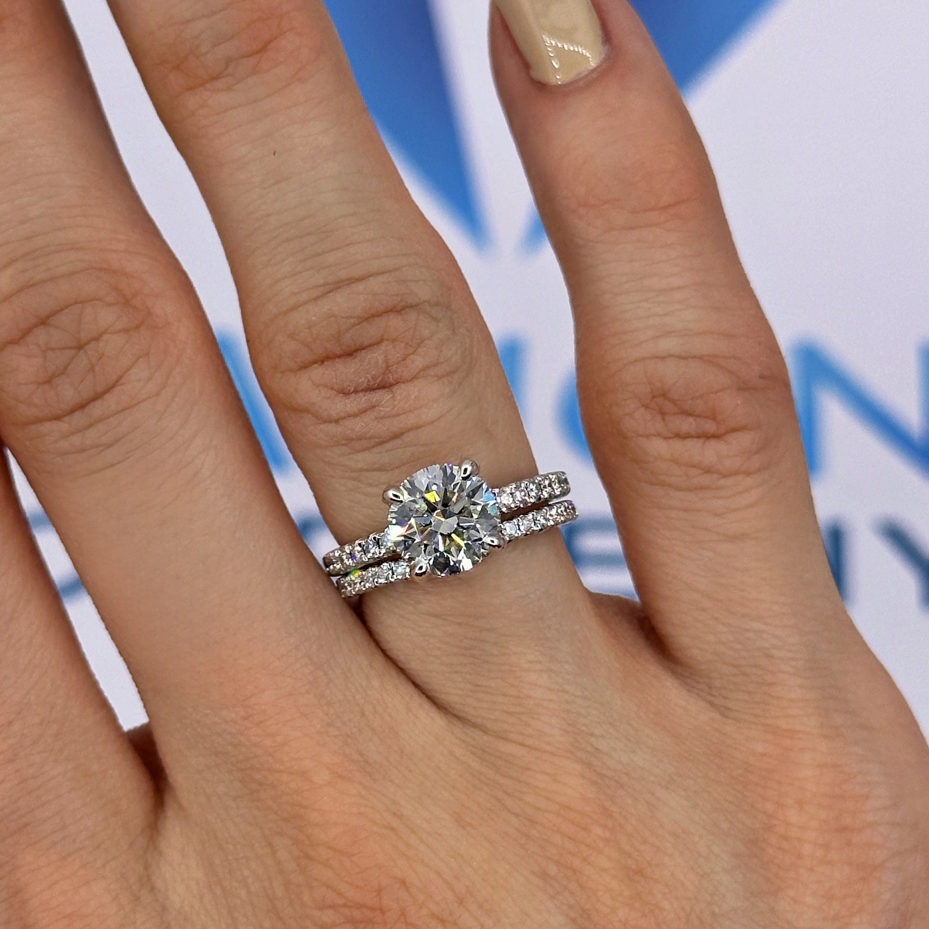 GIA Certified Platinum Engagement Ring Set with 2.15ct Diamonds SET-176500
