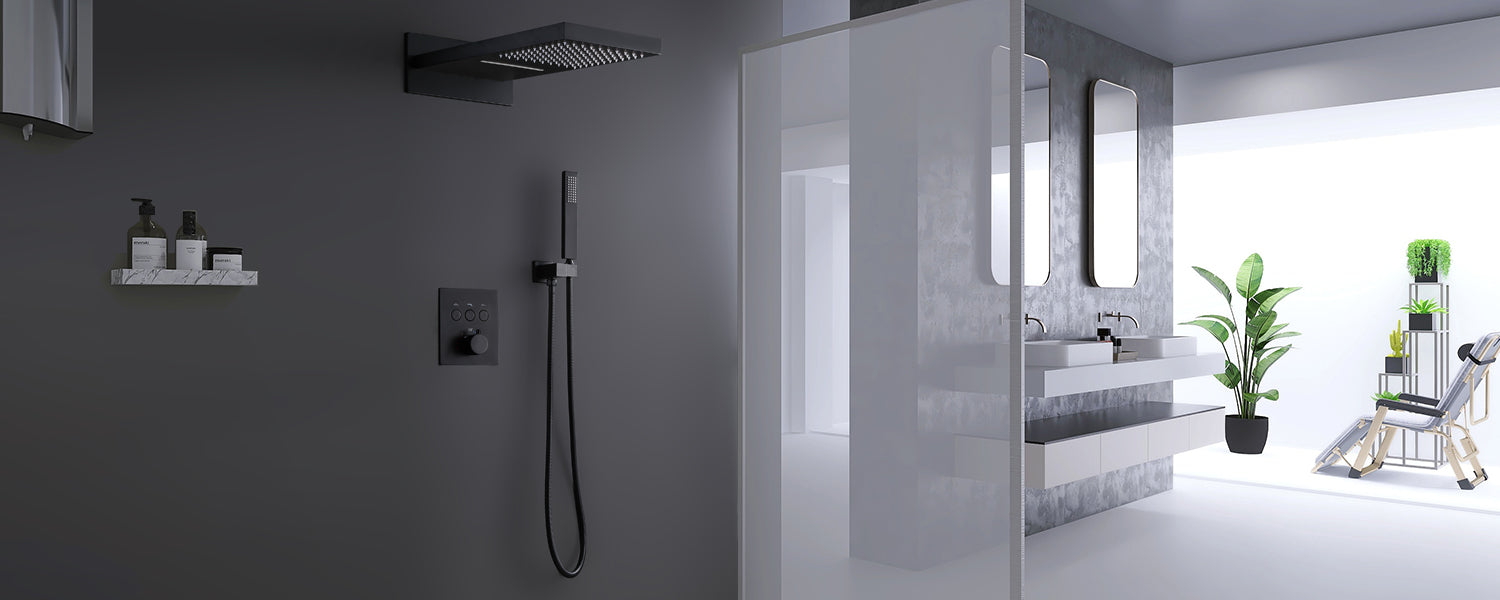 Matte Black Thermostatic Shower System 