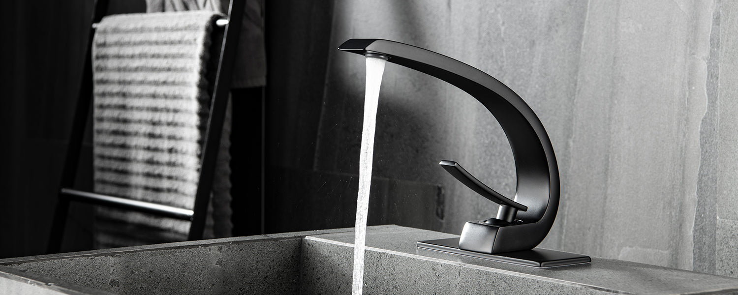 Matte Black 1-Handle Sink Faucet for Bathroom Deck Mount.