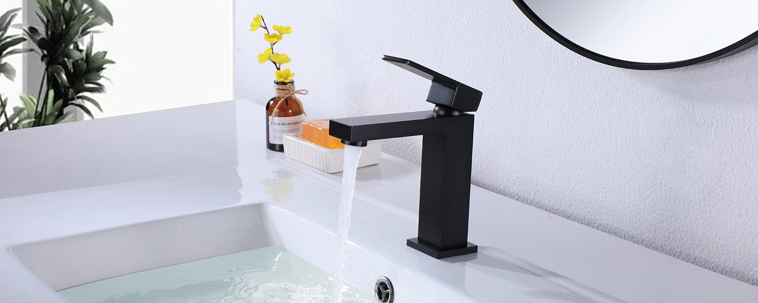Black Sink Faucet with Deck Plate