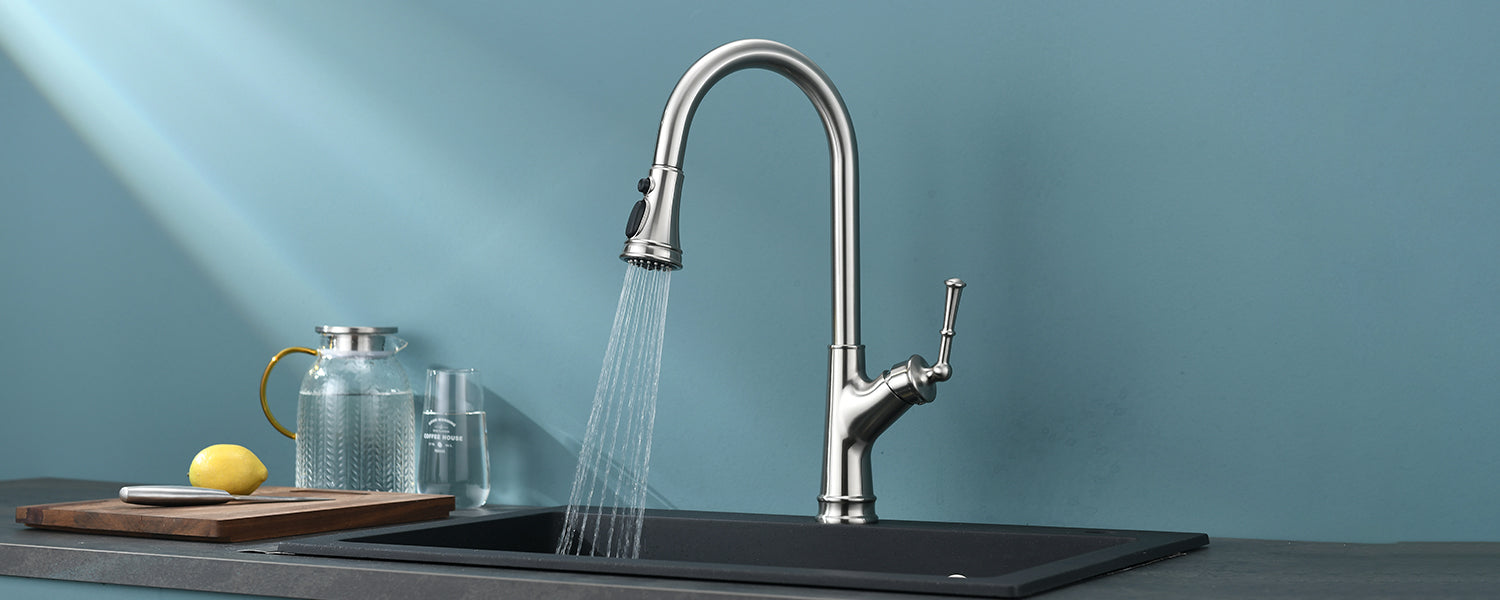 Brushed Nickel Single Handle High Arc Kitchen Sink Faucet