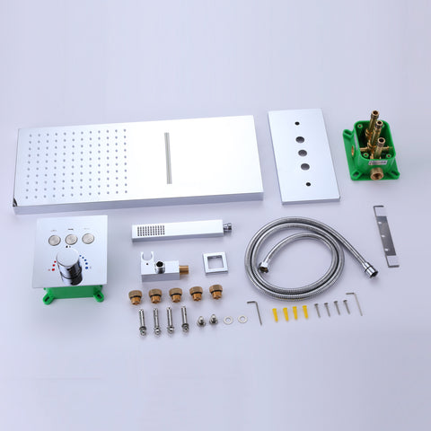 Wall Mount Thermostatic Shower System With 2-Function Shower Head Solid Brass 34 Wall Mount Thermostatic Shower System With 2-Function Shower Head Solid Brass -Cheap RBrohant Store RB0813