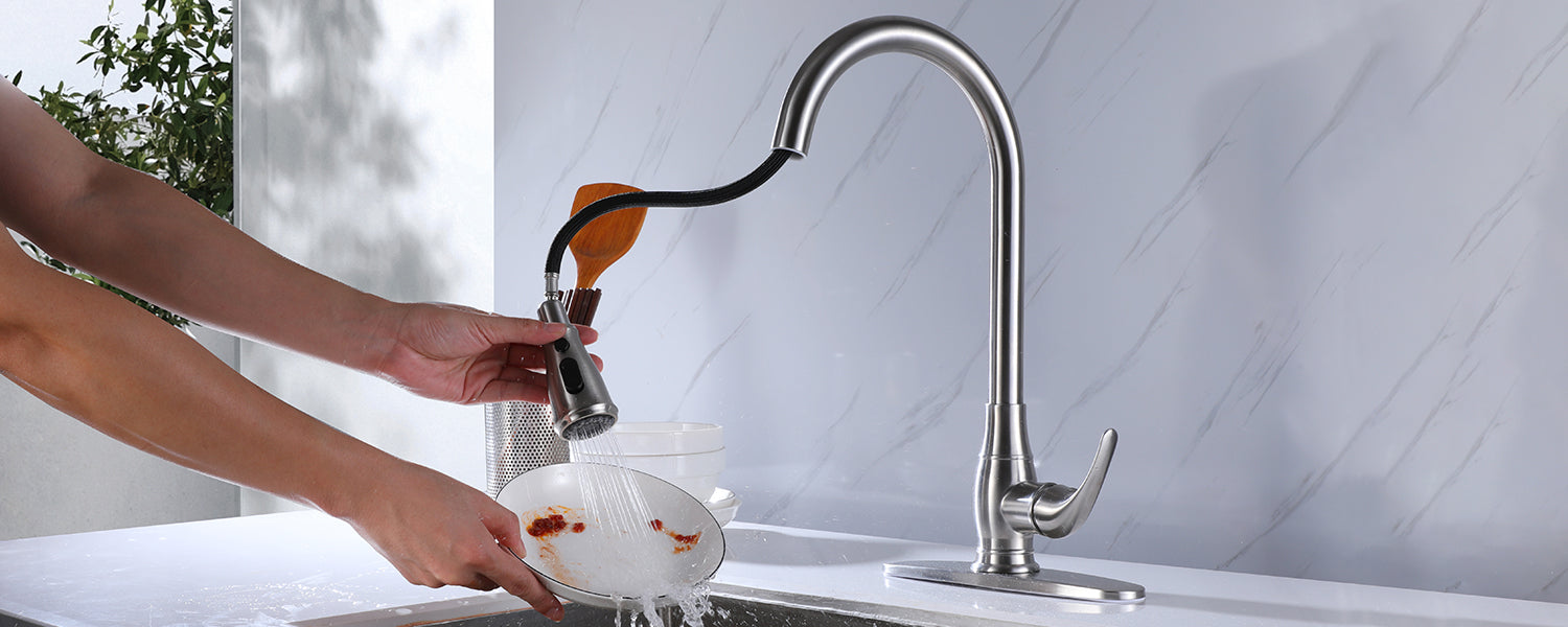 Pull out kitchen faucet brushed nickel 