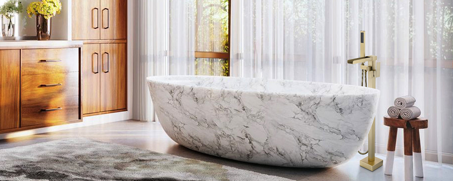 Gold Floor Mounted Bath Faucet