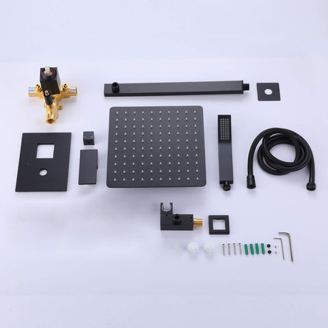 Wall Mount Rainfall Shower System Matte Black Shower Faucet RB1016 18 Wall Mount Rainfall Shower System Matte Black Shower Faucet RB1016 -Cheap RBrohant Store RB1016