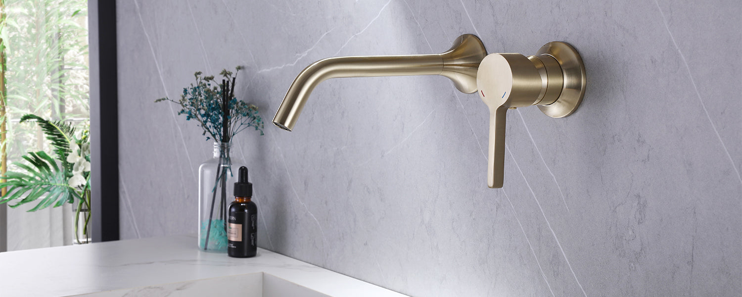 Wall Mount Bathroom Vessel Faucet Gold