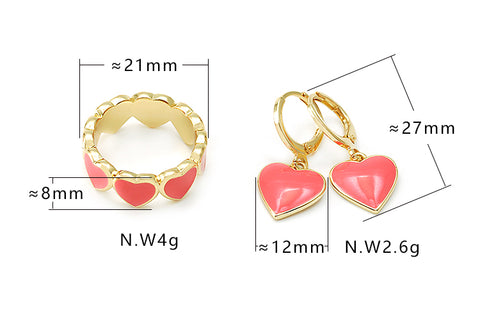 Anel de corações com resina rosa no atacado