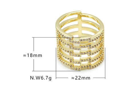 Anel 5 fios de zircônia no atacado