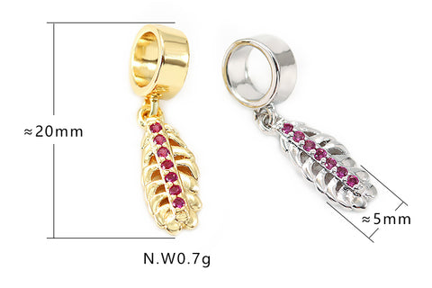 Berloque folha cravejada no atacado