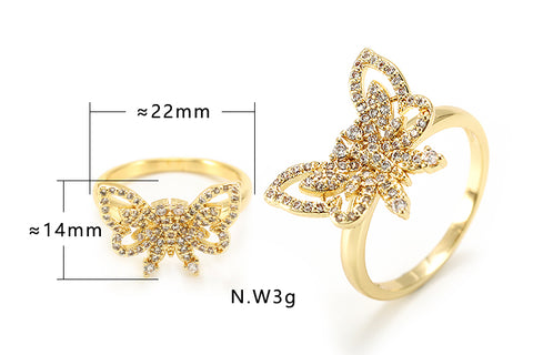 Anel vazado borboleta cravejada no atacado