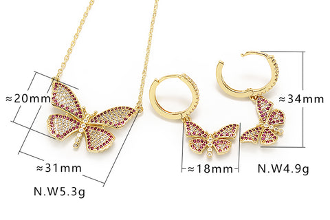 Argolinha cravejada com pingente de borboleta cravejada no atacado