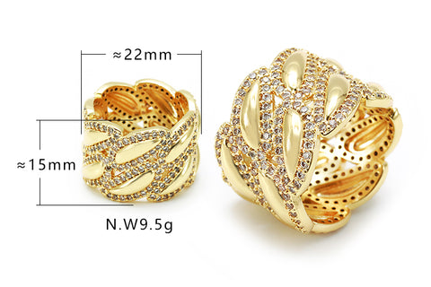 Anel folhas cravejadas no atacado