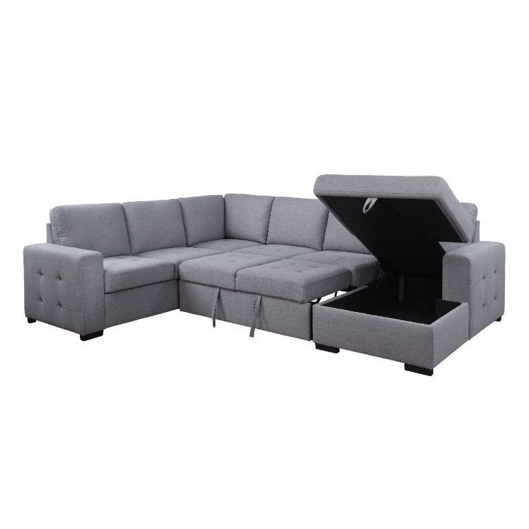 Acme Furniture Nardo Sectional Sofa in Gray Fabric 55545