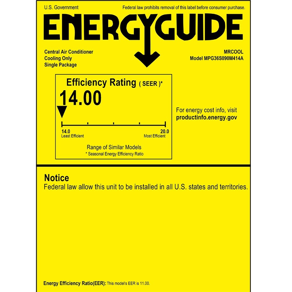 MRCOOL Signature 34K BTU, 3 Ton, 14 SEER, Package Gas and Electric Air Conditioner (MPG36S090M414A)