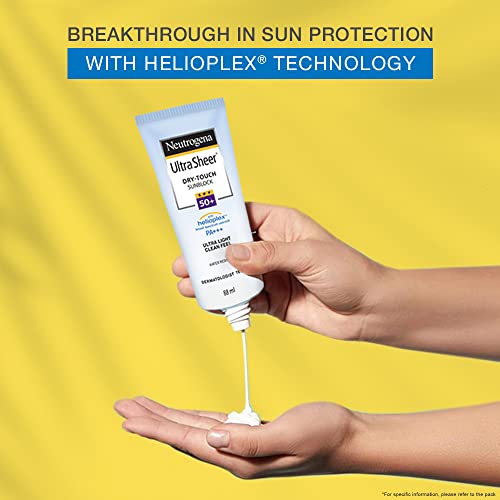 Neutrogena Ultra sheer Sunscreen, SPF 50+, Ultra light, for oily and dry skin, 30ml (Pack of 2)