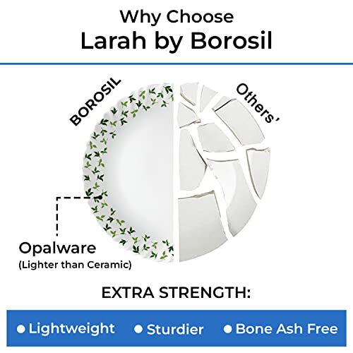 Larah by Borosil Sage Silk Series Opalware Dinner Set | 35 Pieces for Family of 6 | Microwave & Dishwasher Safe | Bone-Ash Free | Crockery Set for Dining & Gifting | Plates & Bowls | White