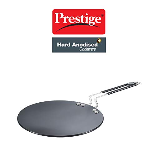 Prestige Hard Anodised Plus Cookware Induction Base Roti Tawa | Black | 22.5cm | Perma-Cool Handles | Wide Base | Hand Washable