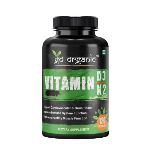 Go Organic Plant based organic, 120 Capsules | Vitamin D3 + K2 Capsules