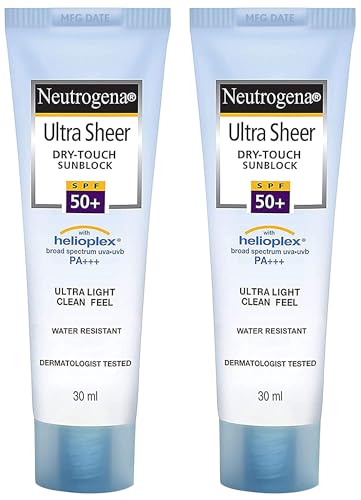 Neutrogena Ultra sheer Sunscreen, SPF 50+, Ultra light, for oily and dry skin, 30ml (Pack of 2)